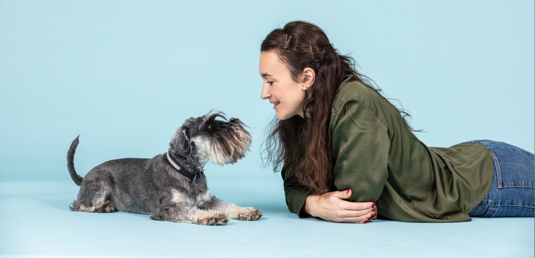 woman with her dog